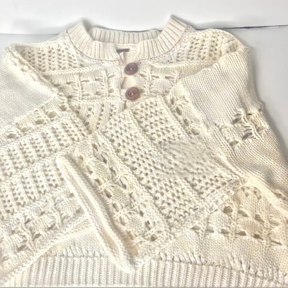 FREE PEOPLE Dreams Tonight Crochet In Ivory Knit Sweater NWOT - Picture 9 of 11